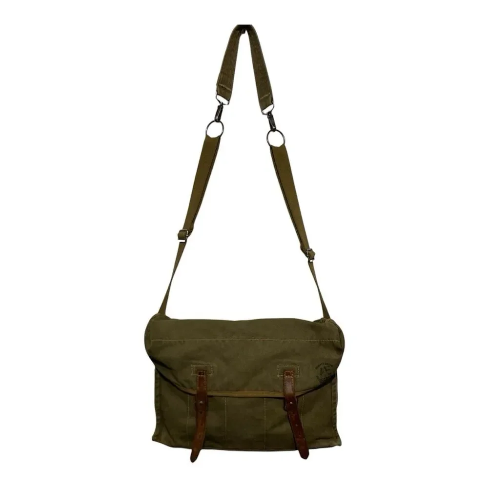 American Eagle Outfitters Y2K Canvas Messenger Bag Army Green Vintage Utility